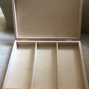Wooden, Hinged Box with Inside Organizers from Kings Co Distillery, Brooklyn NY